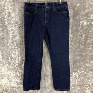 St. John's Bay Petites Size 10p Straight Leg Stretch Denim Jeans Blue Women